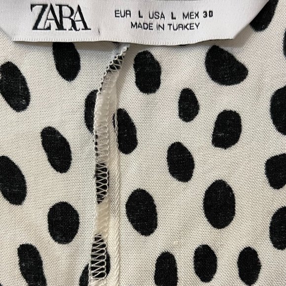 Zara Women's Dress Polka Dot Tie Waist Knee Length Size L Short Sleeve Viscose - Picture 4 of 9